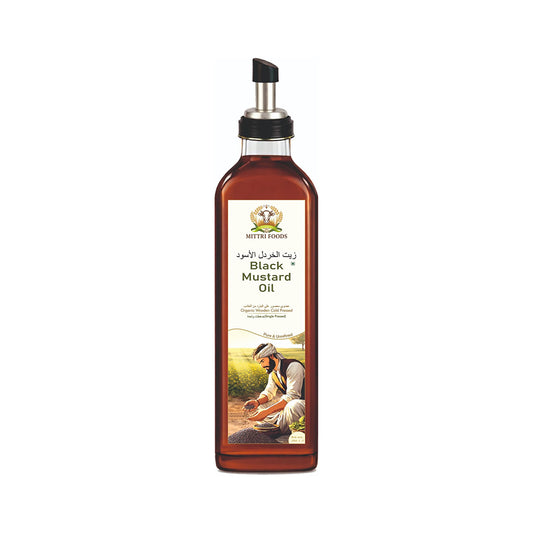 Organic Cold Pressed Black Mustard Oil 1L | Wood Pressed | Pure & Unrefined | Single Pressed | Premium Cooking Oil | Rich Natural Flavor