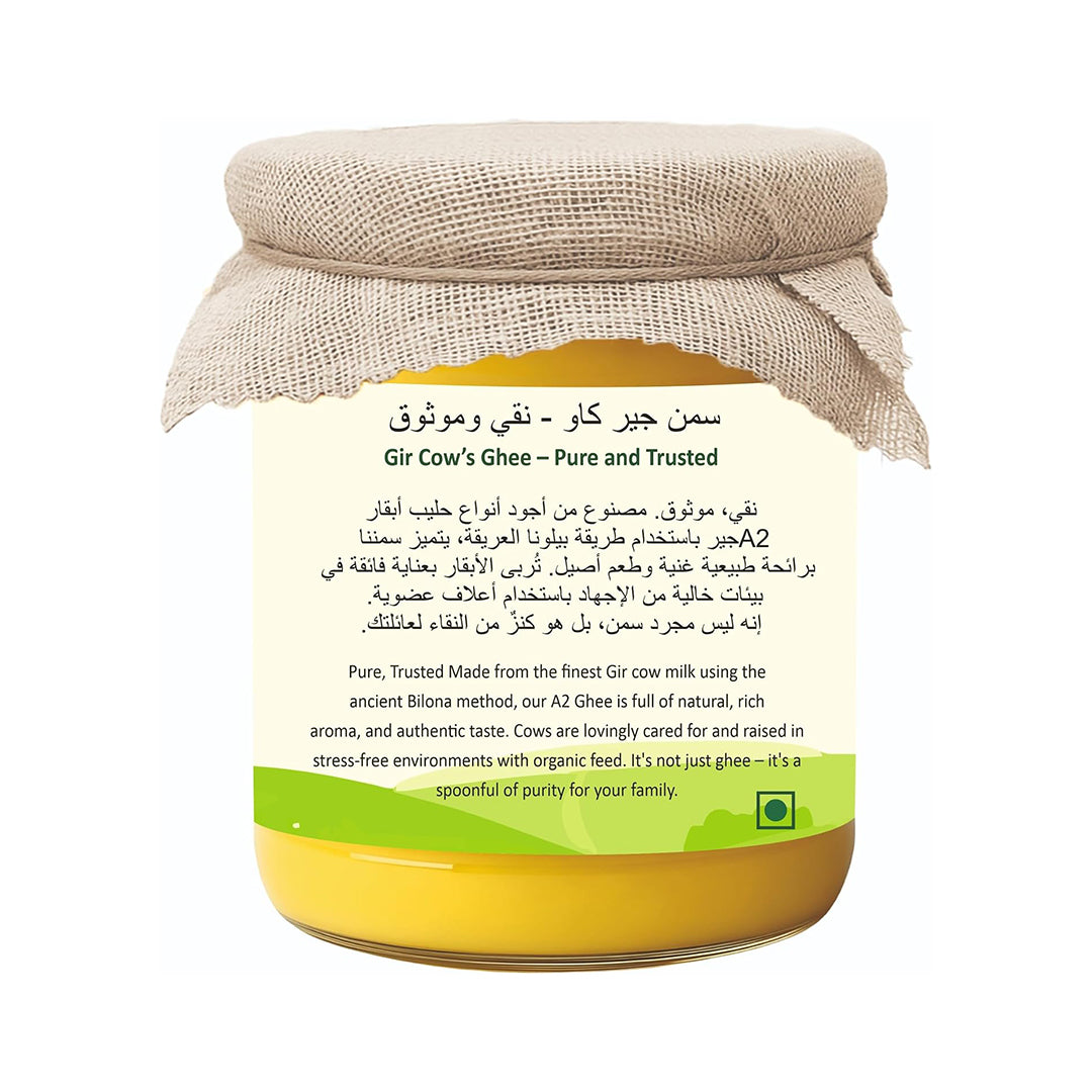 A2 Gir Cow Ghee | Made with Traditional Bilona Method | Grassfed, Pure & Healthy | Natural & Lab-Tested